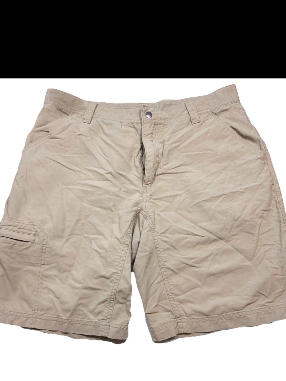 Koppen TAN Shorts Men Size 38 Nylon cotton High Rise, 10” Inseam Zip Snap Front